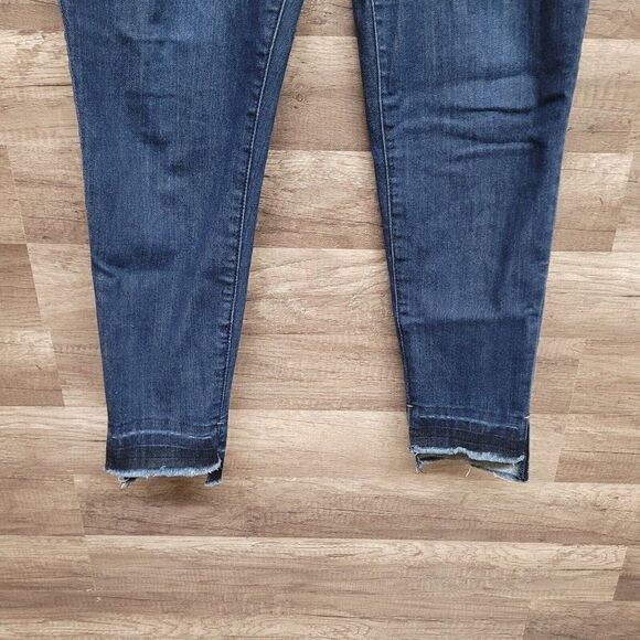 Democracy High Rise Raw Step Hem Skinny Ankle Jeans Blue Dark Wash Women's 10 - Picture 6 of 8